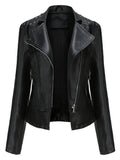 Street Cool Slim Fit Beading Leather Jacket