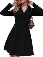 Solid Color Rayon Short Dress With Suit Collar