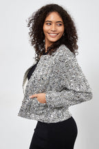 Sequin Crew Neck Long Sleeve Jacket