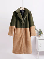 Faux Fur Coats For Women Two Tone Long Eco-friendly Fur Coat