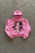 Street Style Rhinestone Print Hoodie