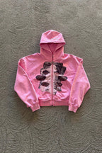 Street Style Rhinestone Print Hoodie