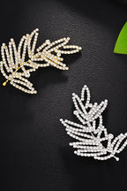 Rhinestone Leaf Ear-Cuff Earrings