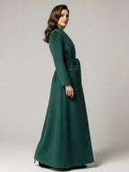Belted Woolen Full-Length Maxi Coat With Wide Shawl Collar For Women 2026