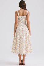 ivory meadow print cotton bustier sundress
