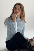 Thermal Mock Neck Solid Knit Top