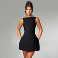 Lila Backless High Neck Mini Dress - Backless High Neck Mini Dress