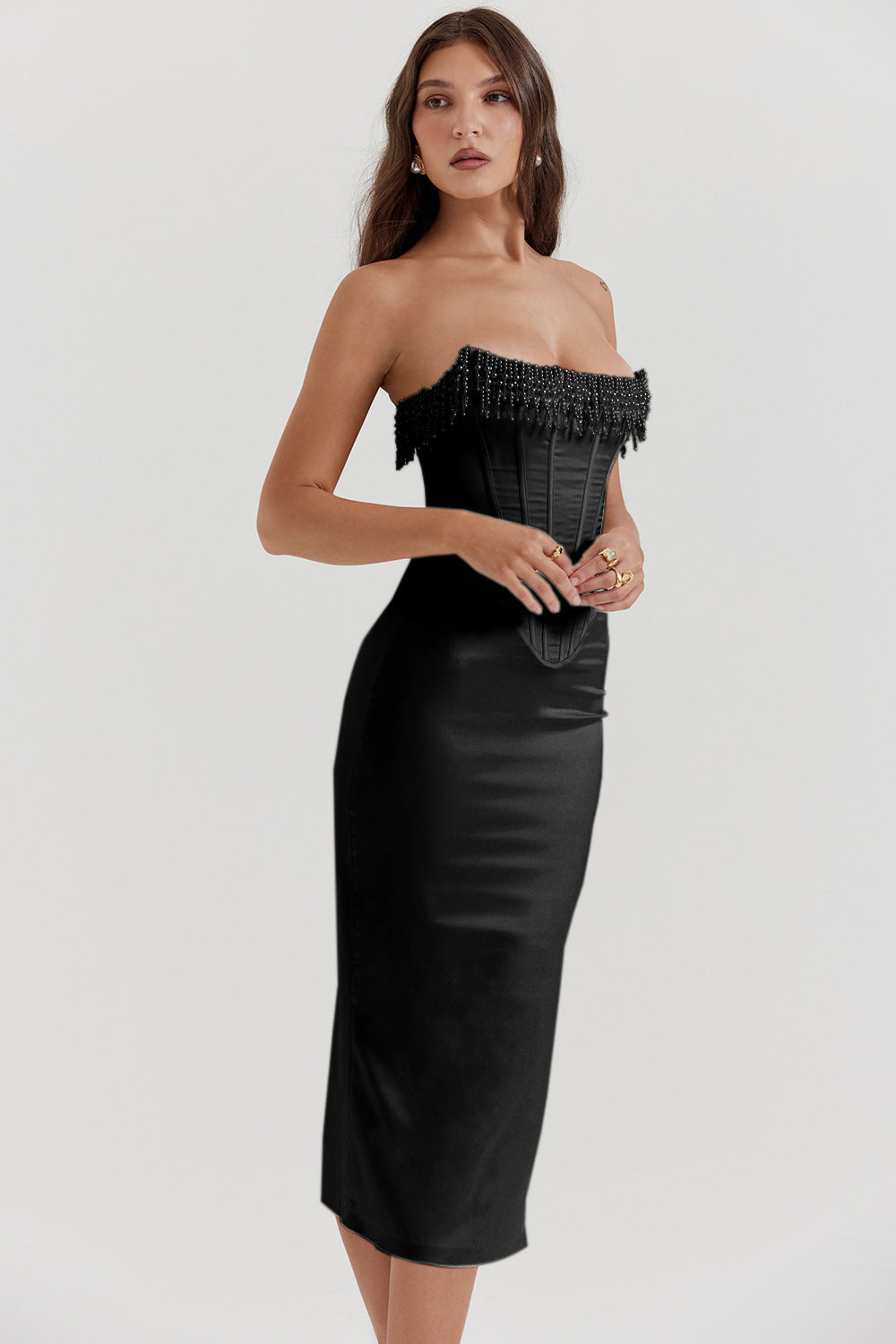 Strapless Corset Dress with Sparkling Embellishments