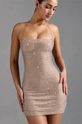Sexy Halter Rhinestone Bodycon Cocktail Dress