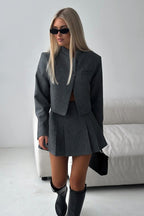 Vintage Stand Collar Pleated Mini Dress