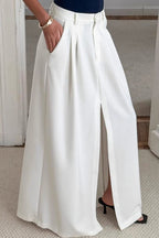 High-Waist Split A-Line Skirt