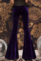 Stylish Velvet High-waisted Draped Casual Flared Pants