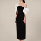Off-Shoulder Evening Dress with Bow-Back