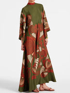 Ethnic Style Printed Stand Collar Dress