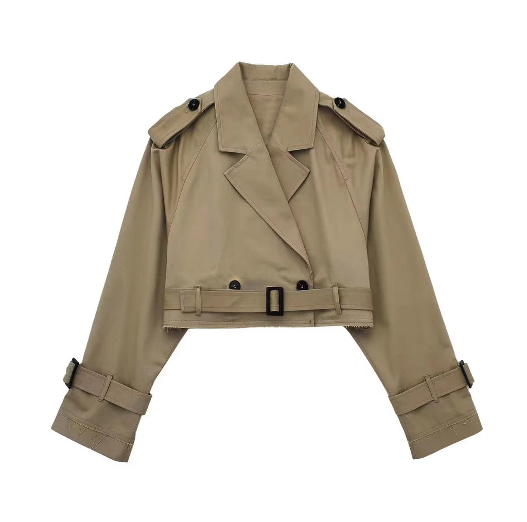 | Women's Short Double-Breasted Trench Coat