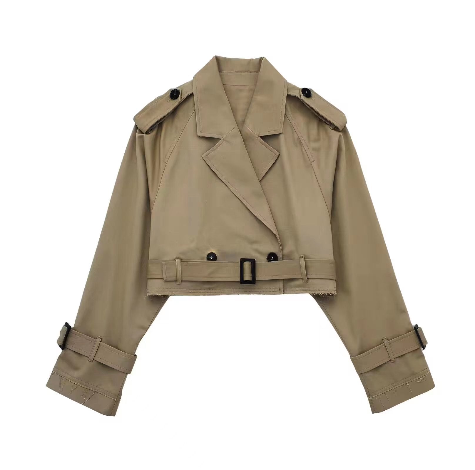 | Women's Short Double-Breasted Trench Coat