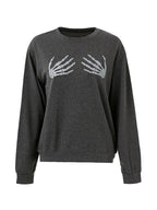 Hand Bone Print Pull Over Sweatshirt