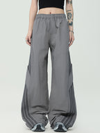 Stripe Print Wide Leg Pants