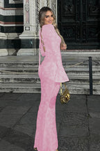 Fitted Jacquard Tie Back Maxi Dress