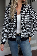 Long Sleeve Houndstooth Fitted Jacket