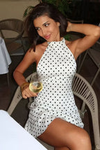 Halter Neck Polka Dot Bodycon Mini Dress