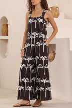 Polka Dot Print Loose Sleeveless Casual Wide-leg Jumpsuit