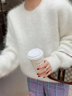 Fuzzy Solid Pullover Sweater