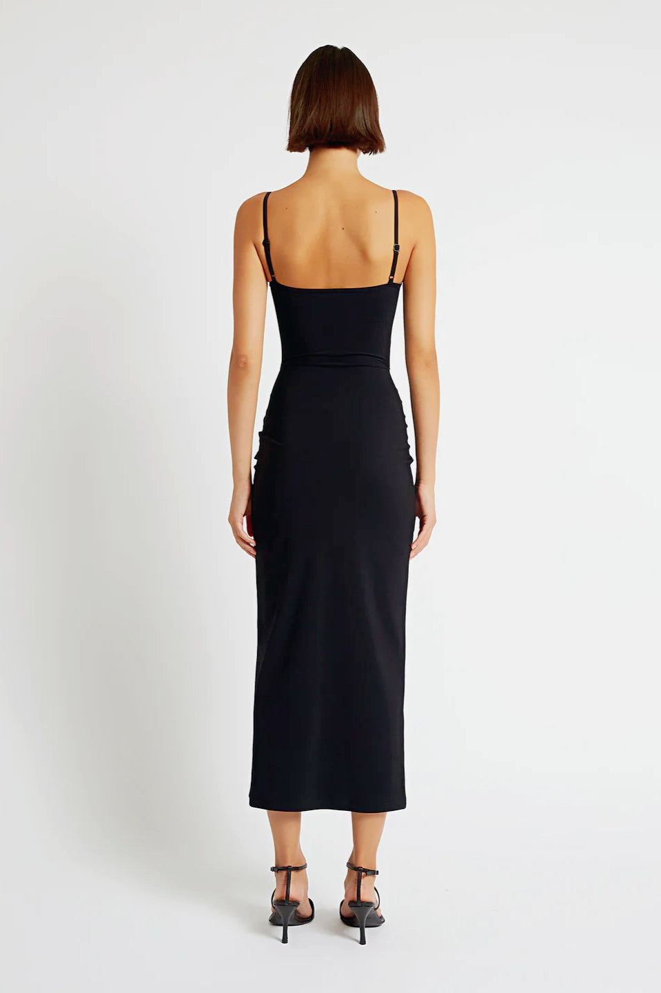 Knit Ring Link Horizontal Cut Out Bodycon Midi Dress