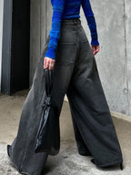 Floor Mopping Gray Niche Versatile Flare Jeans
