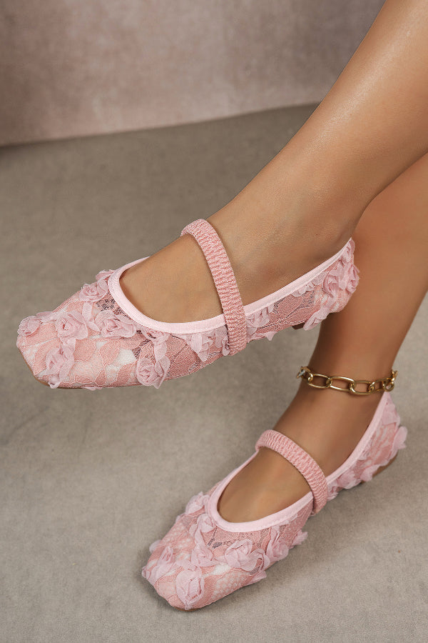 Fashionable Rose Square Toe Flat Casual Shoes