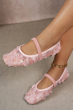 Fashionable Rose Square Toe Flat Casual Shoes