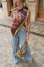 Diagonal Placket Button-down Jeans