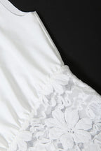 Asymmetric Collar Lace Sheer Sleeveless Crop Top