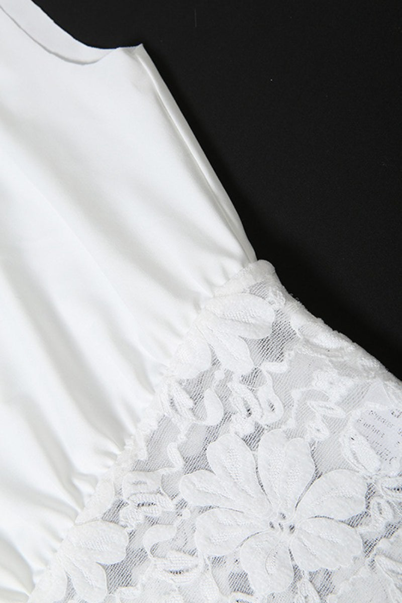 Asymmetric Collar Lace Sheer Sleeveless Crop Top