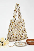 Stylish Woven Beaded Large Capacity Handbag