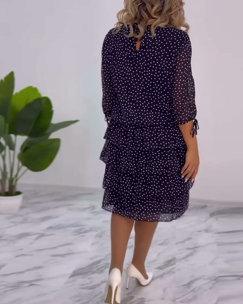 Adriela Premium Polka Dot Layered Dress Statement Occasion Edit