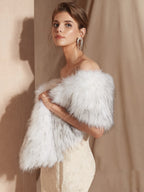 Wedding Cape Faux Fur Shawl Wrap Bridal Winter Warm Cover Ups