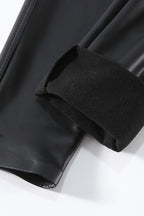 Wind-Resistant Tapered Faux Leather Thermal Leggings