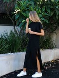 Solid Slit Casual Maxi Dresses