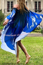 Stunning Floral Unique Printed One Shoulder Cover Up Maxi Dress