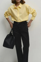 Yellow Cotton Button-Up Blouse