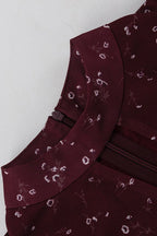 Cutout Stand Collar Puff Sleeve Floral Dress