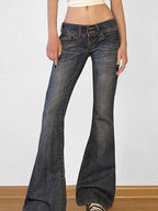Low Rise Washed And Slimming Versatile Flare Jeans