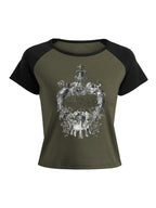 Retro Abstract Print Short Sleeve Tee