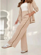 Women's casual ribbed knit two-piece suit