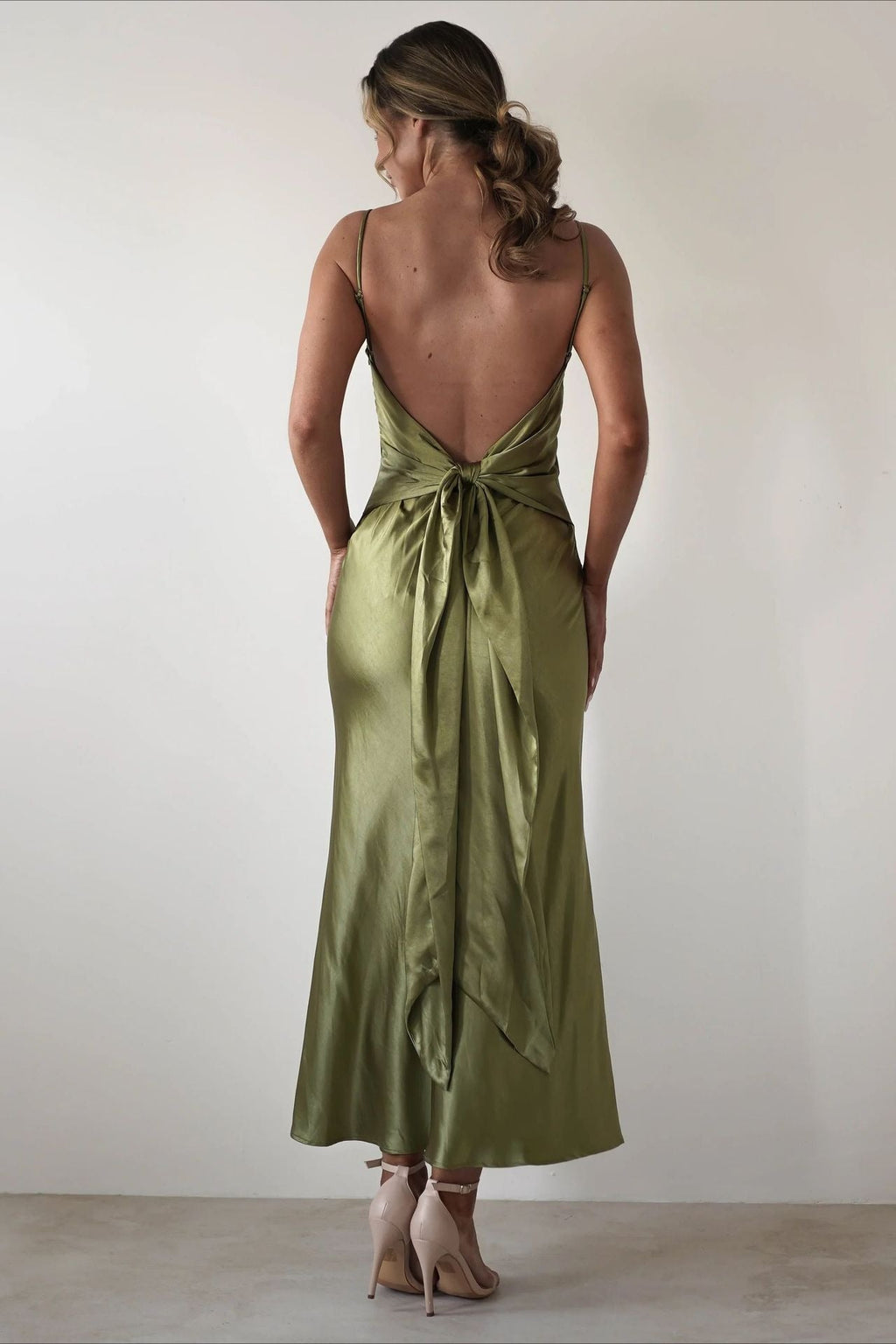 Satin Backless Tie Dress