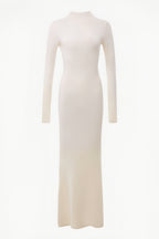 Satu White Knit Fishtail Maxi Dress