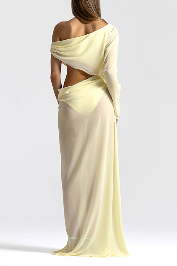 Sculptural Asymmetric Cutout Maxi Dress