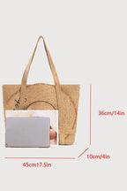 Handmade Solid Color Straw Bag With Hat