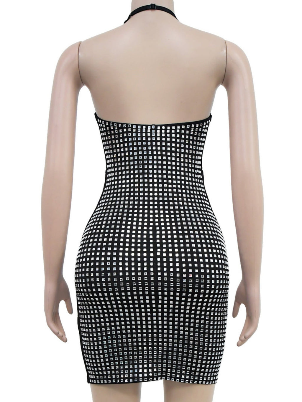 Neckband Rhinestone-studded Slim-fit Hip Wrap Sparkling Party Party Mini&Short Dresses